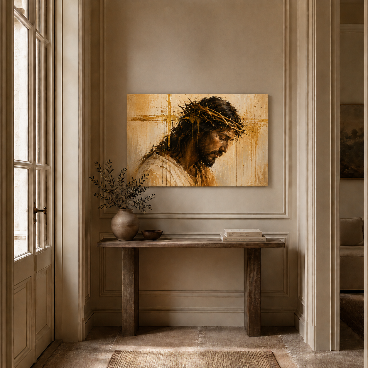 Jesus Christ Crown Of Thorns Wall Art, Christian Religious Faith Home Decor Poster/Canvas