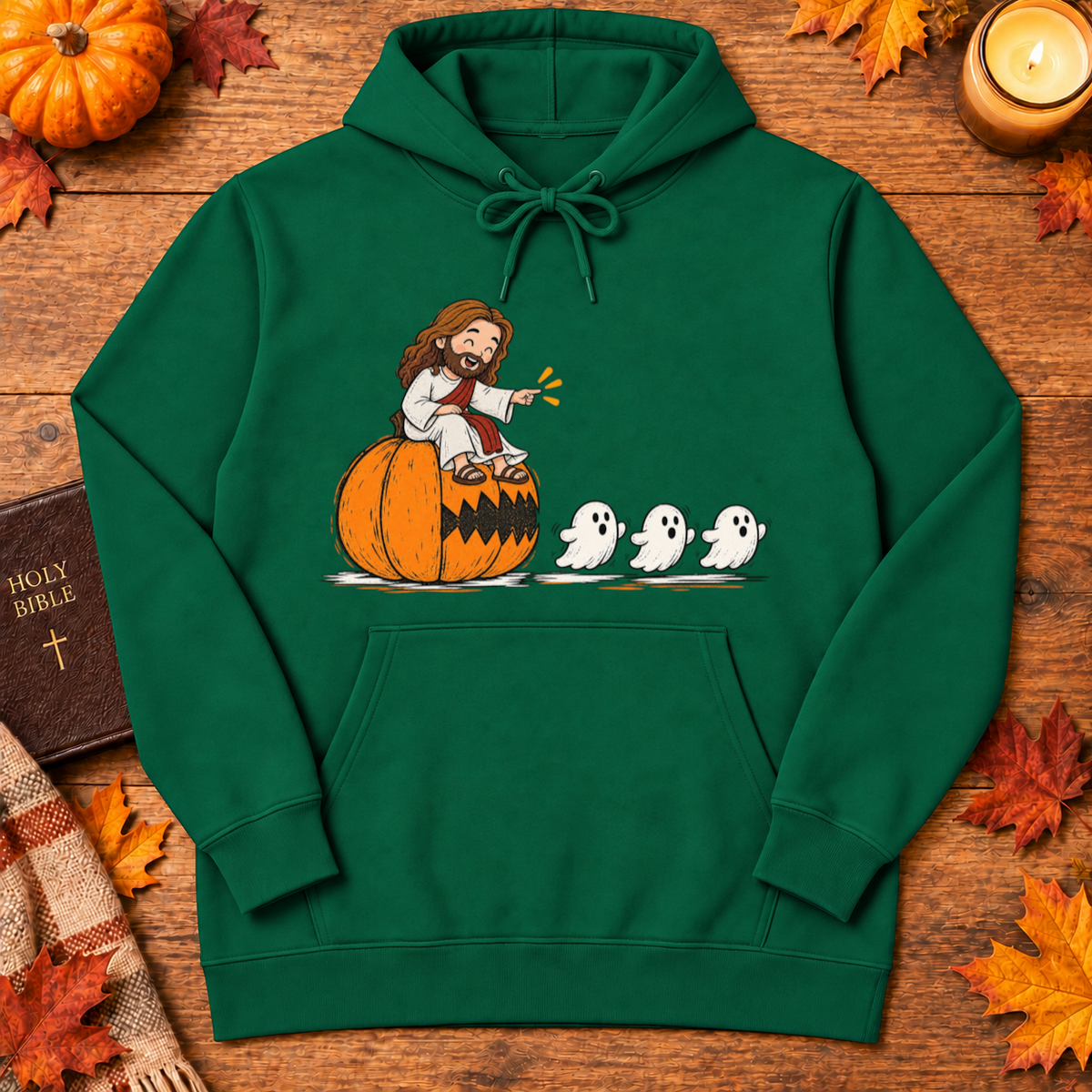 Cute Jesus Pac-Man Pumpkin Eating Ghosts Halloween Christian - Unisex Tshirt/Hoodie/Sweatshirt