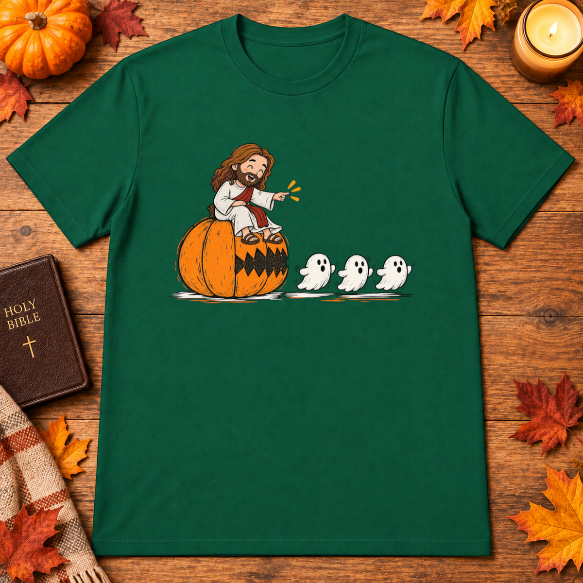 Cute Jesus Pac-Man Pumpkin Eating Ghosts Halloween Christian - Unisex Tshirt/Hoodie/Sweatshirt