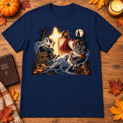 Jesus Is The Light Glowing Cross Halloween Christian Shirt - Unisex Tshirt/Hoodie/Sweatshirt