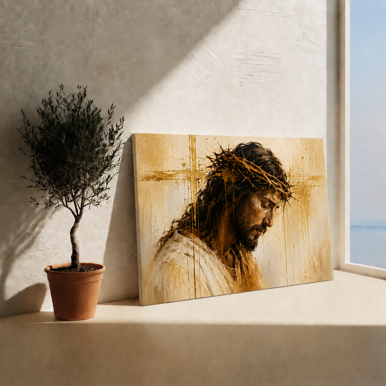 Jesus Christ Crown Of Thorns Wall Art, Christian Religious Faith Home Decor Poster/Canvas
