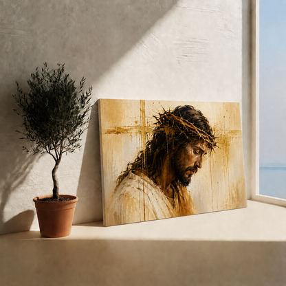 Jesus Christ Crown Of Thorns Wall Art, Christian Religious Faith Home Decor Poster/Canvas