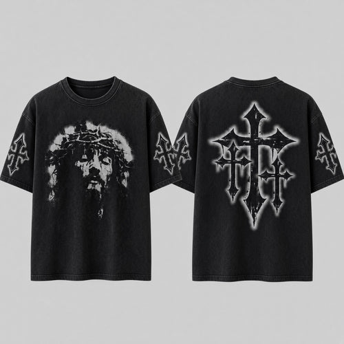 Crowned Jesus Cross Shirt – Christian Faith Graphic Unisex Washed T-Shirt, Hoodie & Sweatshirt