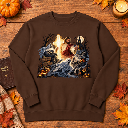 Jesus Is The Light Glowing Cross Halloween Christian Shirt - Unisex Tshirt/Hoodie/Sweatshirt