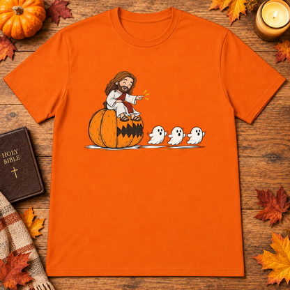 Cute Jesus Pac-Man Pumpkin Eating Ghosts Halloween Christian - Unisex Tshirt/Hoodie/Sweatshirt
