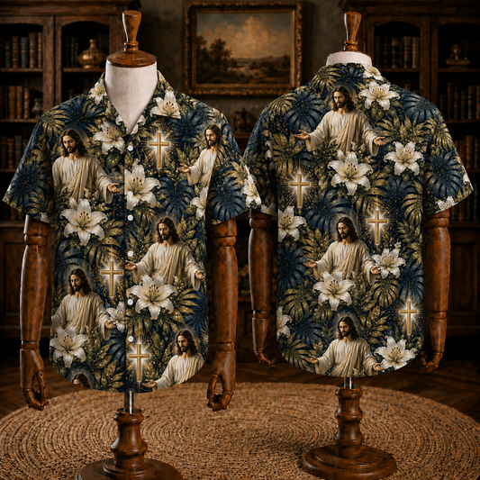 Christian Religious Hawaiian Shirt, Jesus Floral Faith Vacation Shirt