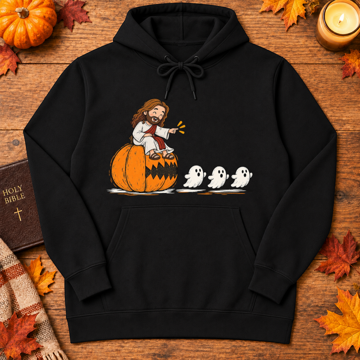 Cute Jesus Pac-Man Pumpkin Eating Ghosts Halloween Christian - Unisex Tshirt/Hoodie/Sweatshirt