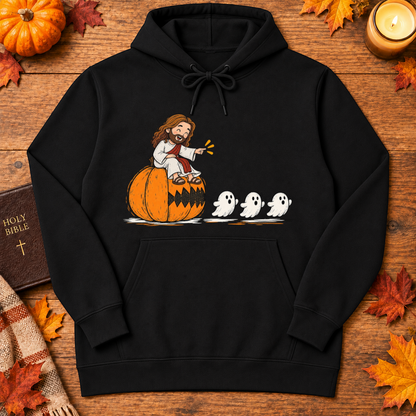 Cute Jesus Pac-Man Pumpkin Eating Ghosts Halloween Christian - Unisex Tshirt/Hoodie/Sweatshirt