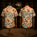Peach Sunset Jesus On The Waves Hawaiian Shirt – Christian Beach Aloha Shirt