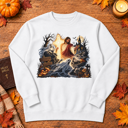 Jesus Is The Light Glowing Cross Halloween Christian Shirt - Unisex Tshirt/Hoodie/Sweatshirt
