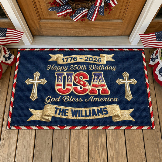 Personalized Doormat - USA 250th Birthday USA God Bless America